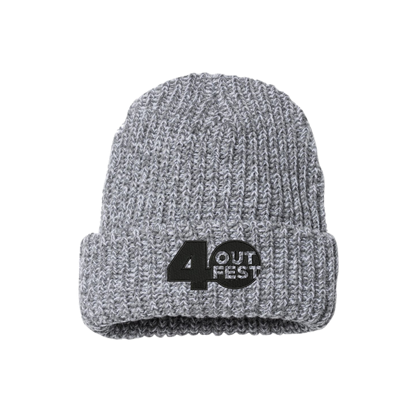 40th Anniversary Chunky Knit Beanie - Grey/White Speckled